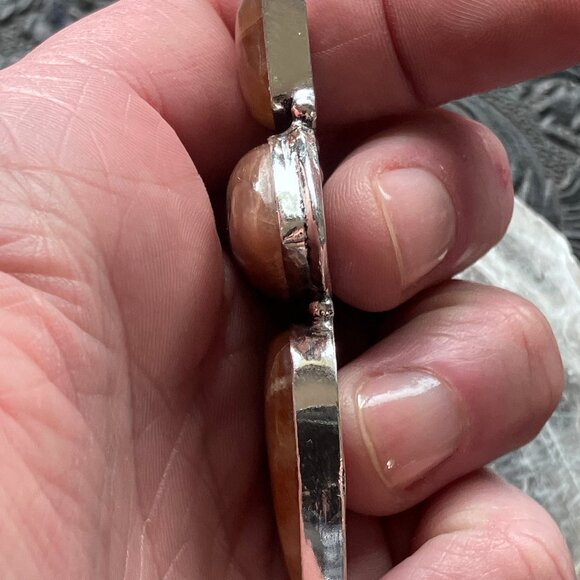 Peach Moonstone With Sunstone Crystal Pendant - Picture 5 of 9